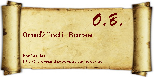 Ormándi Borsa névjegykártya